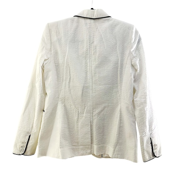 Tommy Hilfiger seersucker white blazer jacket with black piping Size 6 - Picture 7 of 13